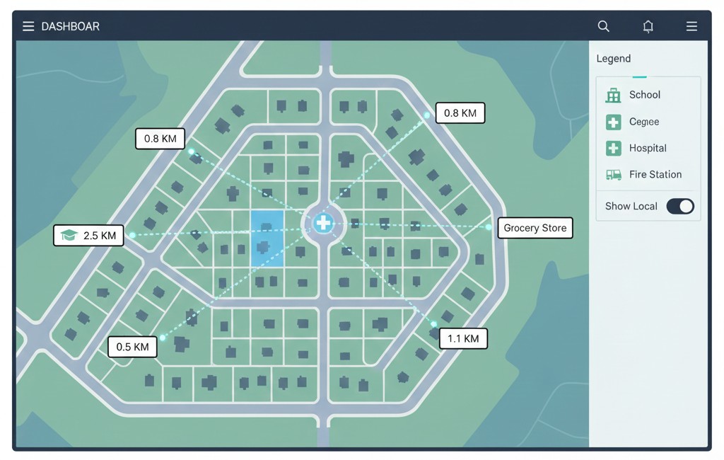 Amenities mapping around housing projects